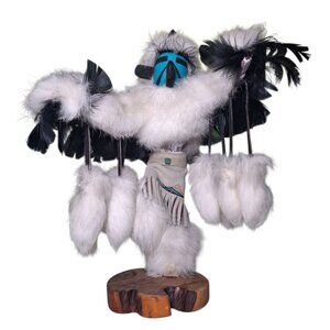 Kachina Doll Eagle Julie Loley 402706 Fur Wood Navajo Dineh‎ Turquoise 12 Inch